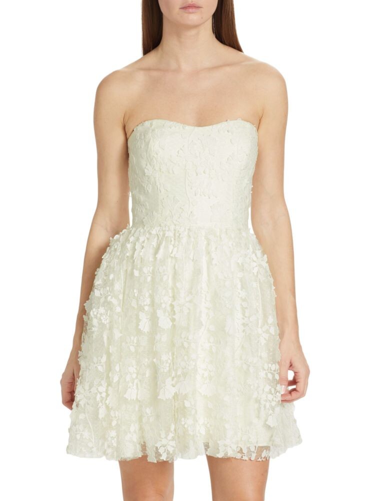 

Мини-платье Babydoll из тюля без бретелек Ml Monique Lhuillier, слоновая кость, Бежевый