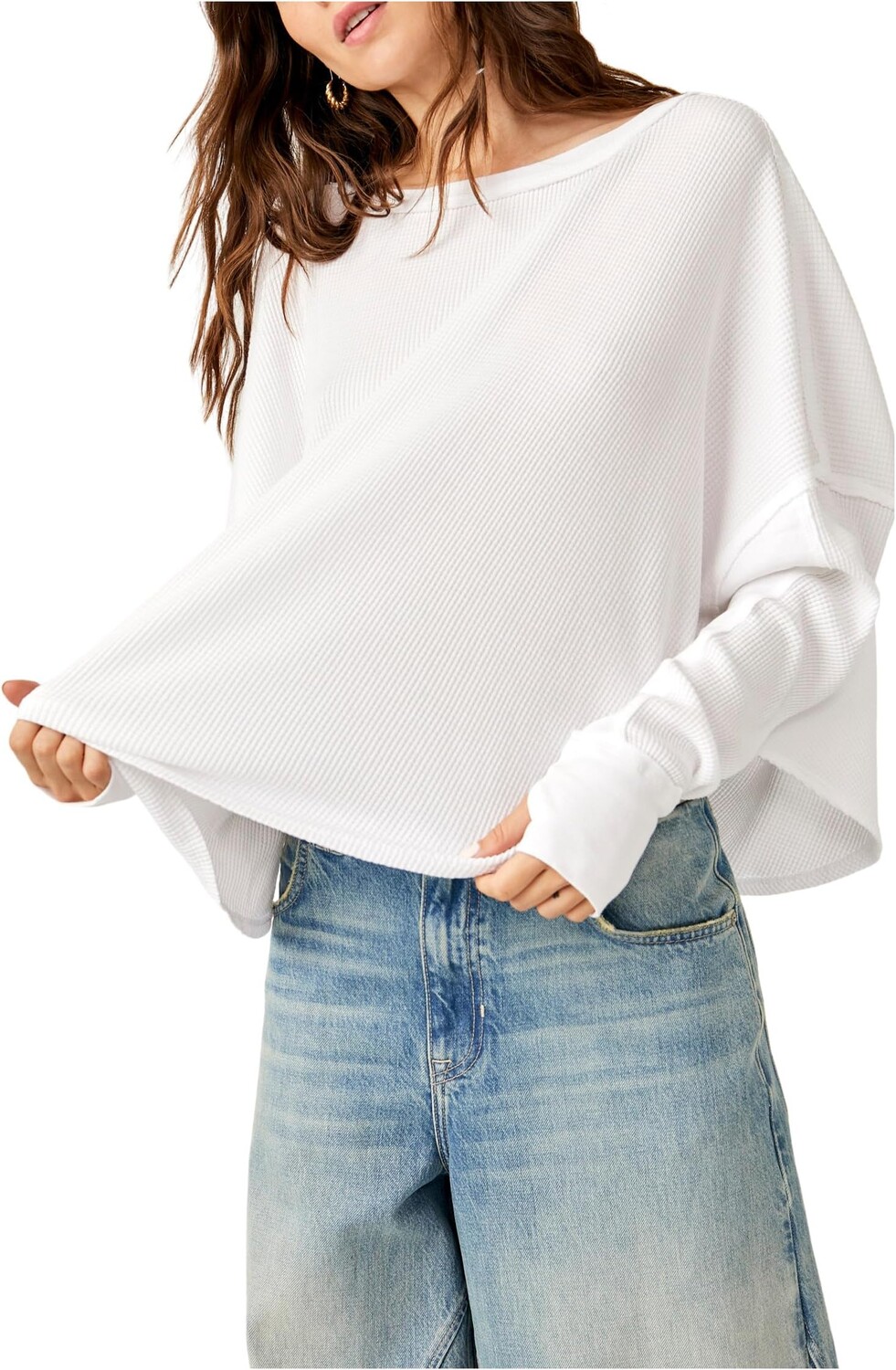 

Свитер Microphone Drop Thermal Free People, слоновая кость, Бежевый