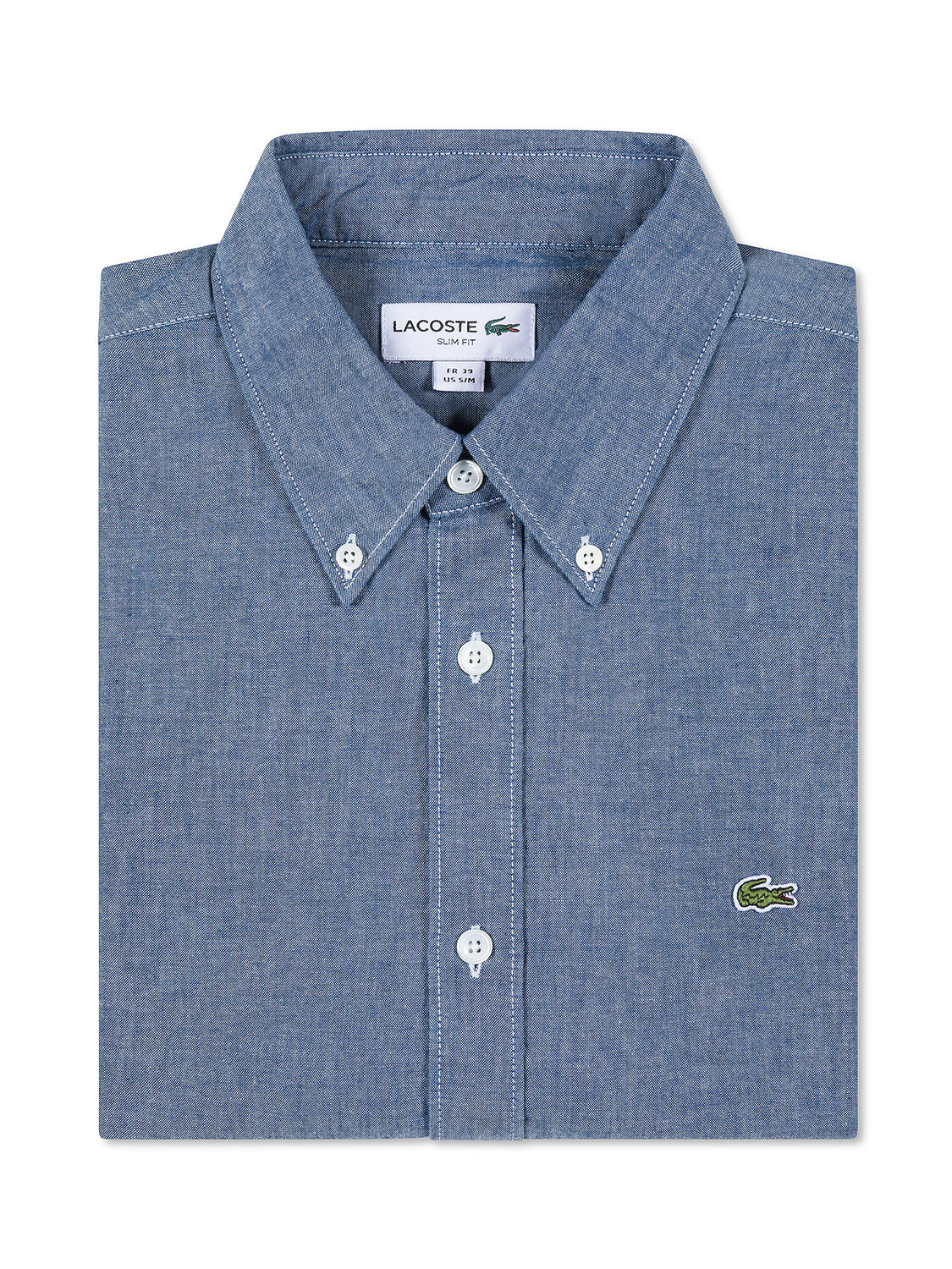 

Lacoste узкая рубашка из хлопкового шамбре., голубой