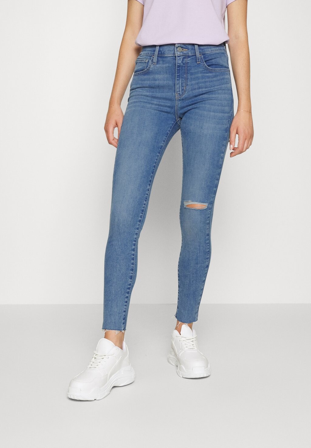 

Джинсы Skinny Fit Levi's 720 High Rise Super Skinny, средний цвет темно-синий, разрушенный