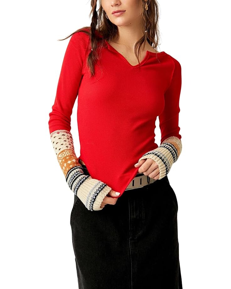 

Свитер Free People Cozy Craft Cuff, цвет Red Combo