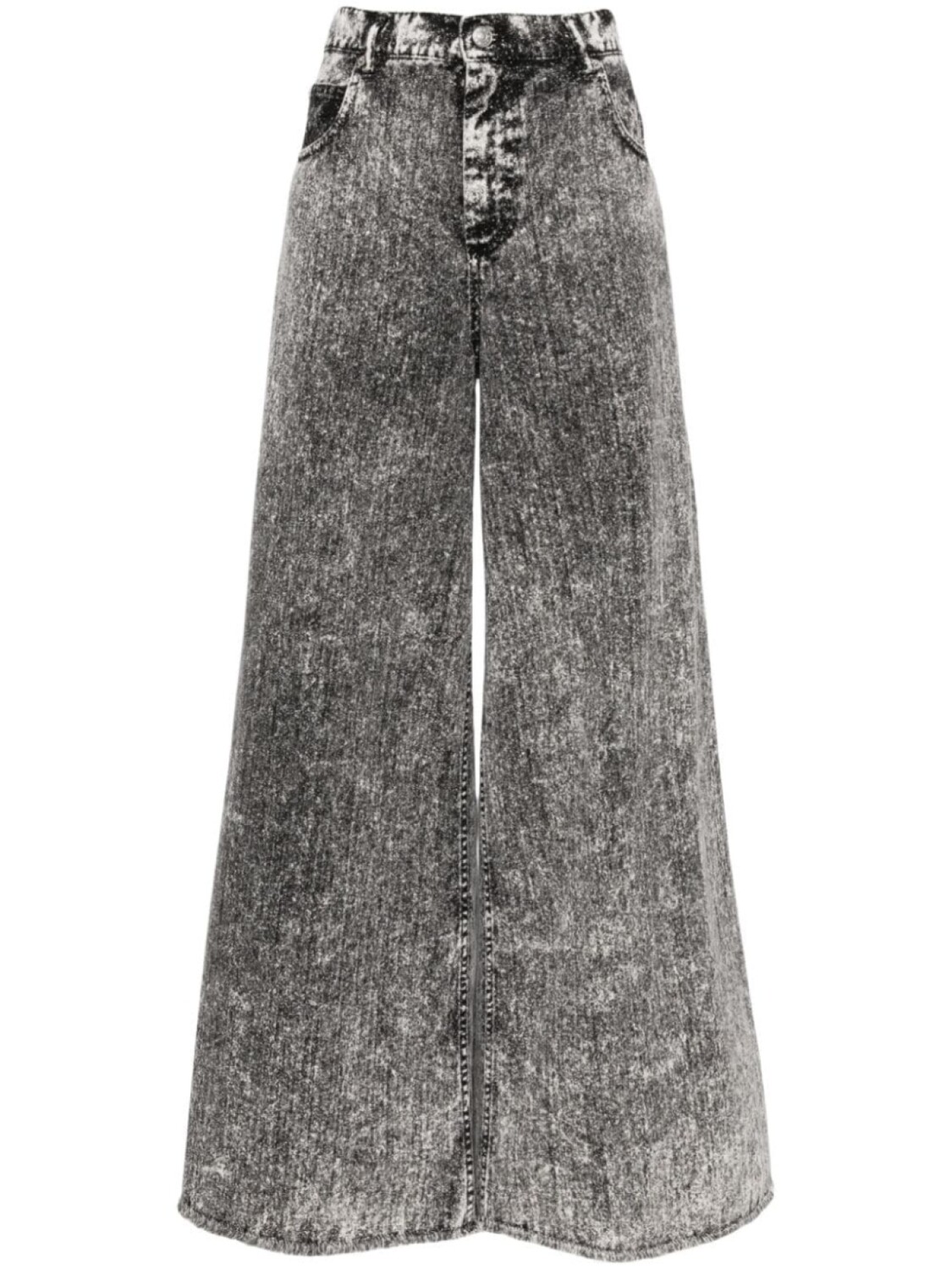 

Marni acid-wash wide-leg cotton jeans, черный