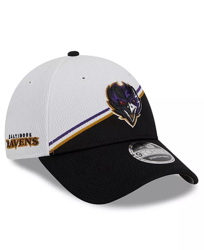 

Мужская бело-черная регулируемая кепка Baltimore Ravens 2023 Sideline 9FORTY New Era, белый