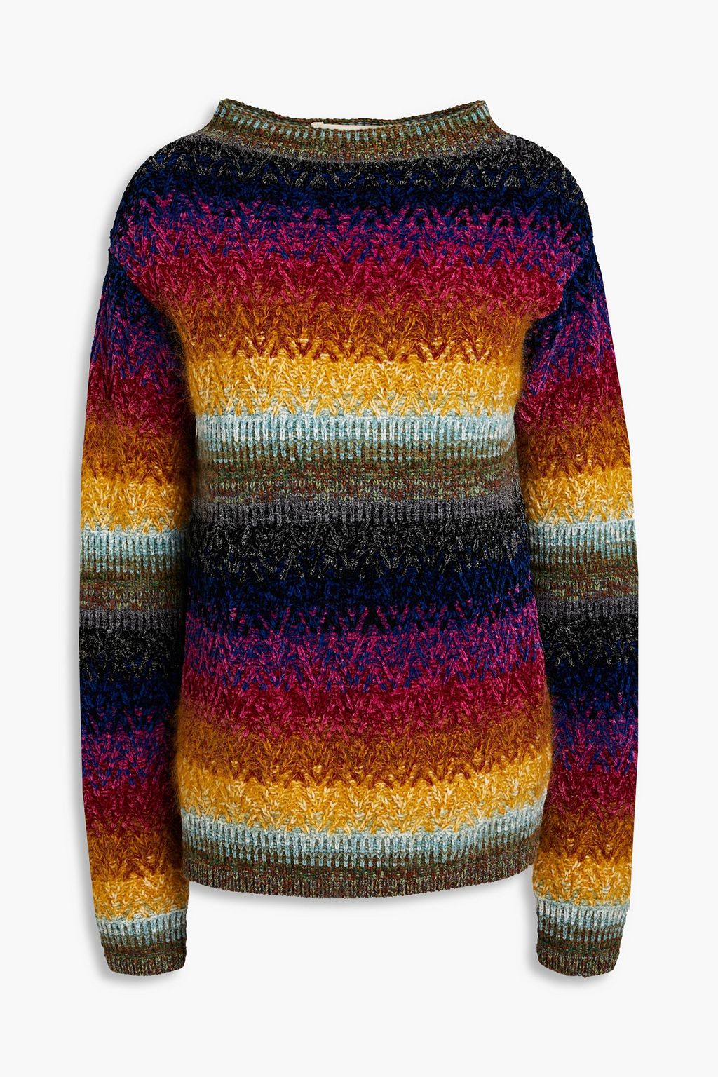 Полосатый свитер вязки интарсия MARNI, шафрановый полосатый свитер вязки интарсия marni шафрановый