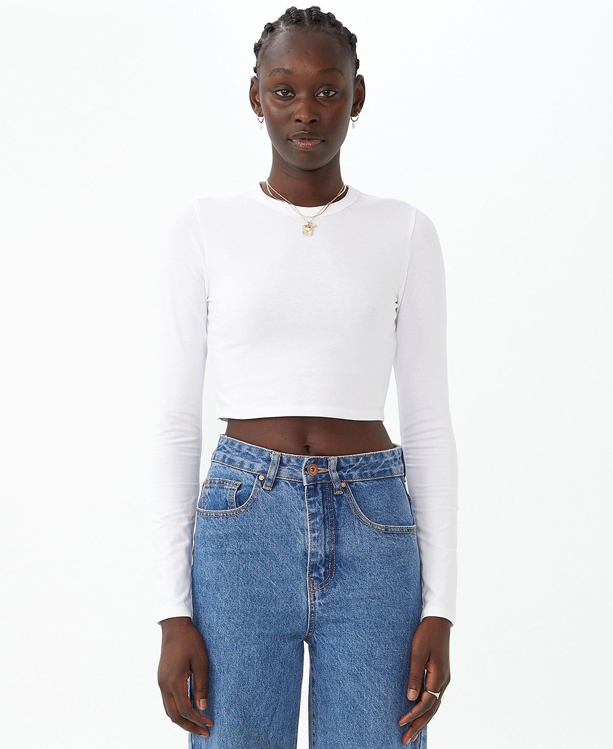 

Женский укороченный топ с длинными рукавами COTTON ON, белый