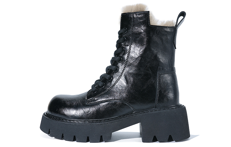 

Ботинки Martin Boot женские Junjali, цвет Black rabbit fur thick cotton