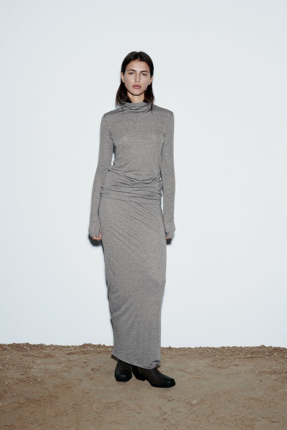 

Футболка из смесовой шерсти ZARA, серый