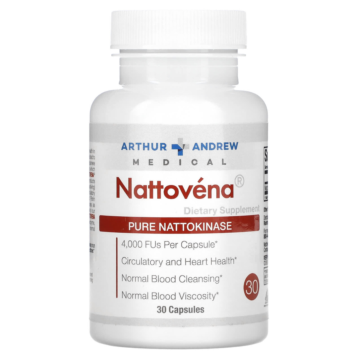 

Наттовена, очищенная наттокиназа, 200 мг, 30 капсул, Arthur Andrew Medical