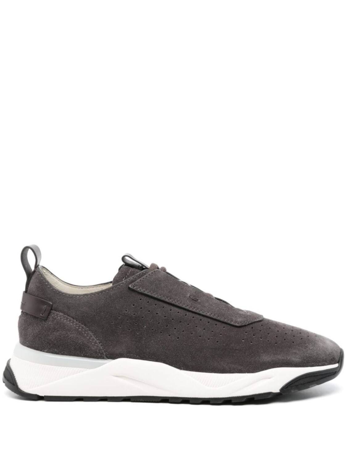

Santoni перфорированные замшевые кроссовки, серый
