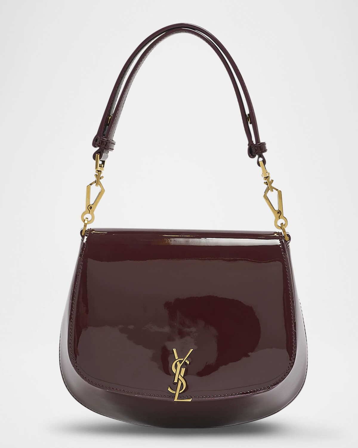 

Сумка YSL с верхней ручкой из лакированной кожи Saint Laurent, темно-красный