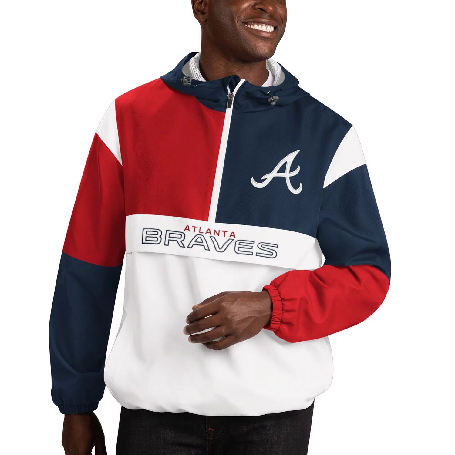 

Мужская толстовка с короткими молниями Sports by Carl Banks темно-красного цвета Atlanta Braves Fair Catch G-III