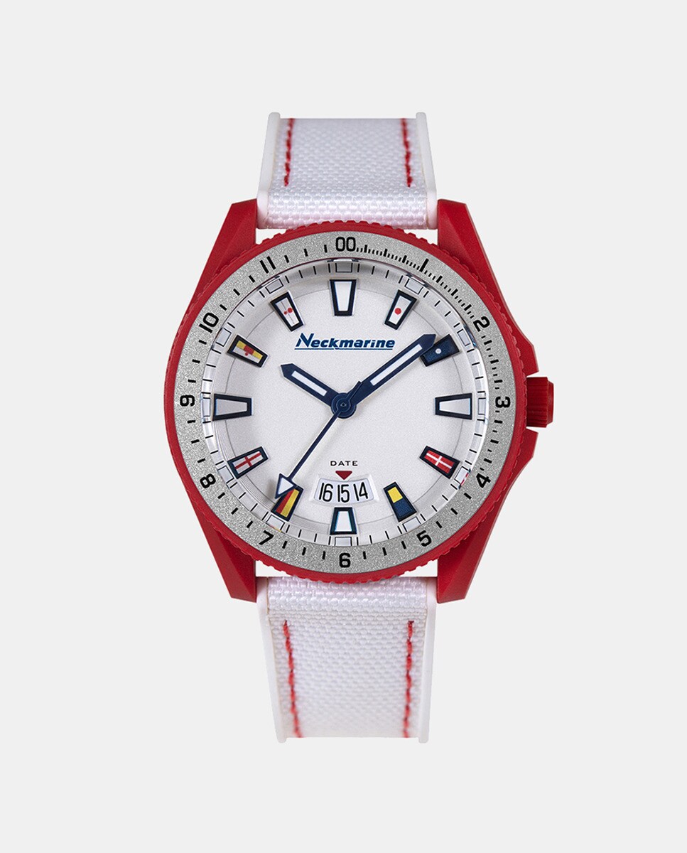 Женские часы Coral Reef NM-X4776M08 из смолы и красного нейлона Neckmarine, красный часы с циферблатом под роспись собачка