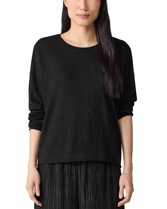 

Шерстяной свитер Eileen Fisher с круглым вырезом, черный