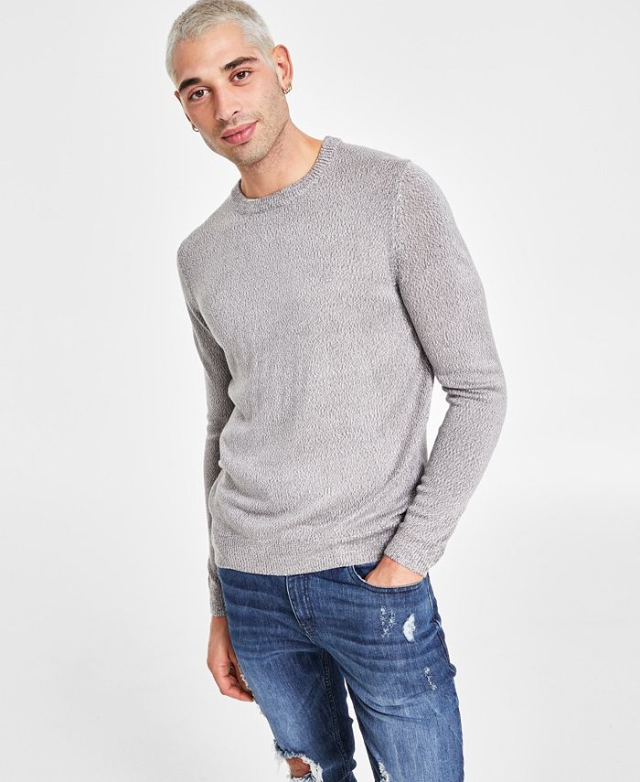Мужской текстурированный свитер с круглым вырезом обычного кроя I.N.C. International Concepts, серый