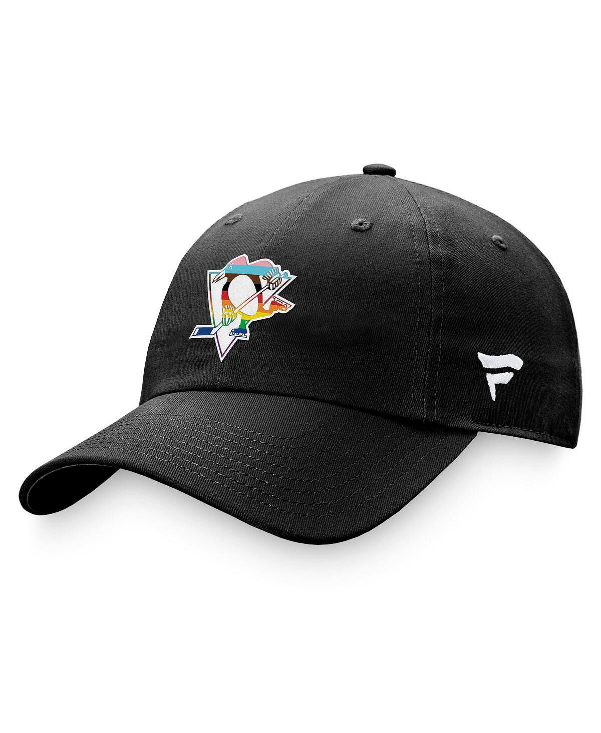 Мужская черная регулируемая шляпа с фирменным логотипом команды Pittsburgh Penguins Pride Fanatics