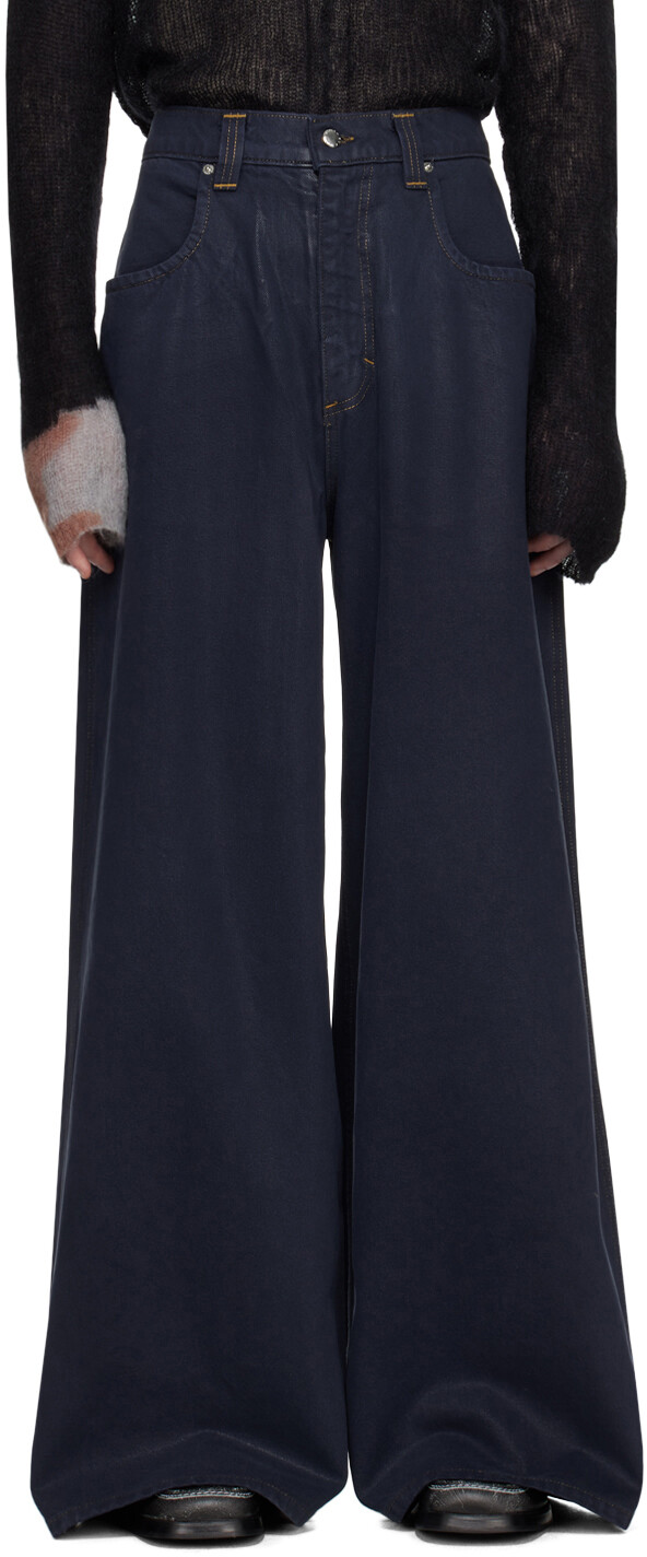 

Широкие джинсы цвета индиго с покрытием Eckhaus Latta