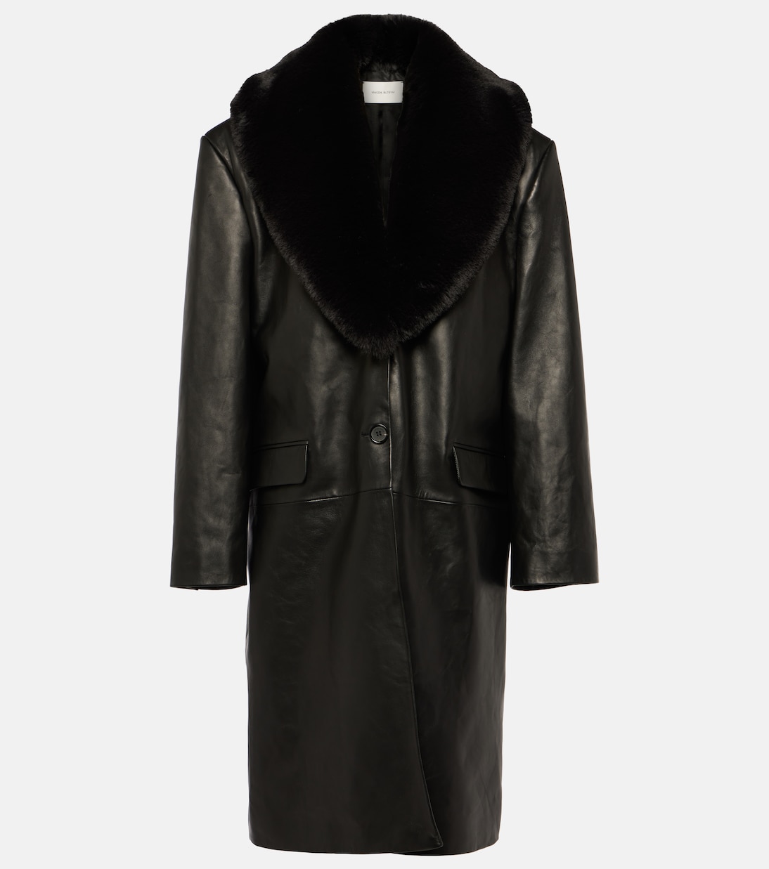 Кожаное пальто с отделкой из искусственного меха Magda Butrym, черный