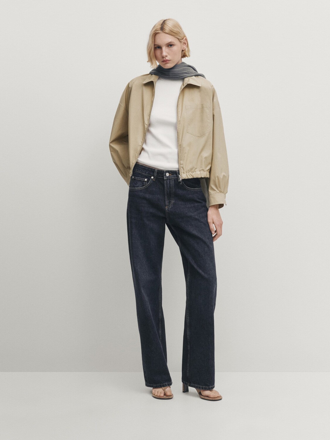 

Бумажная куртка с карманом Massimo Dutti, бежевый