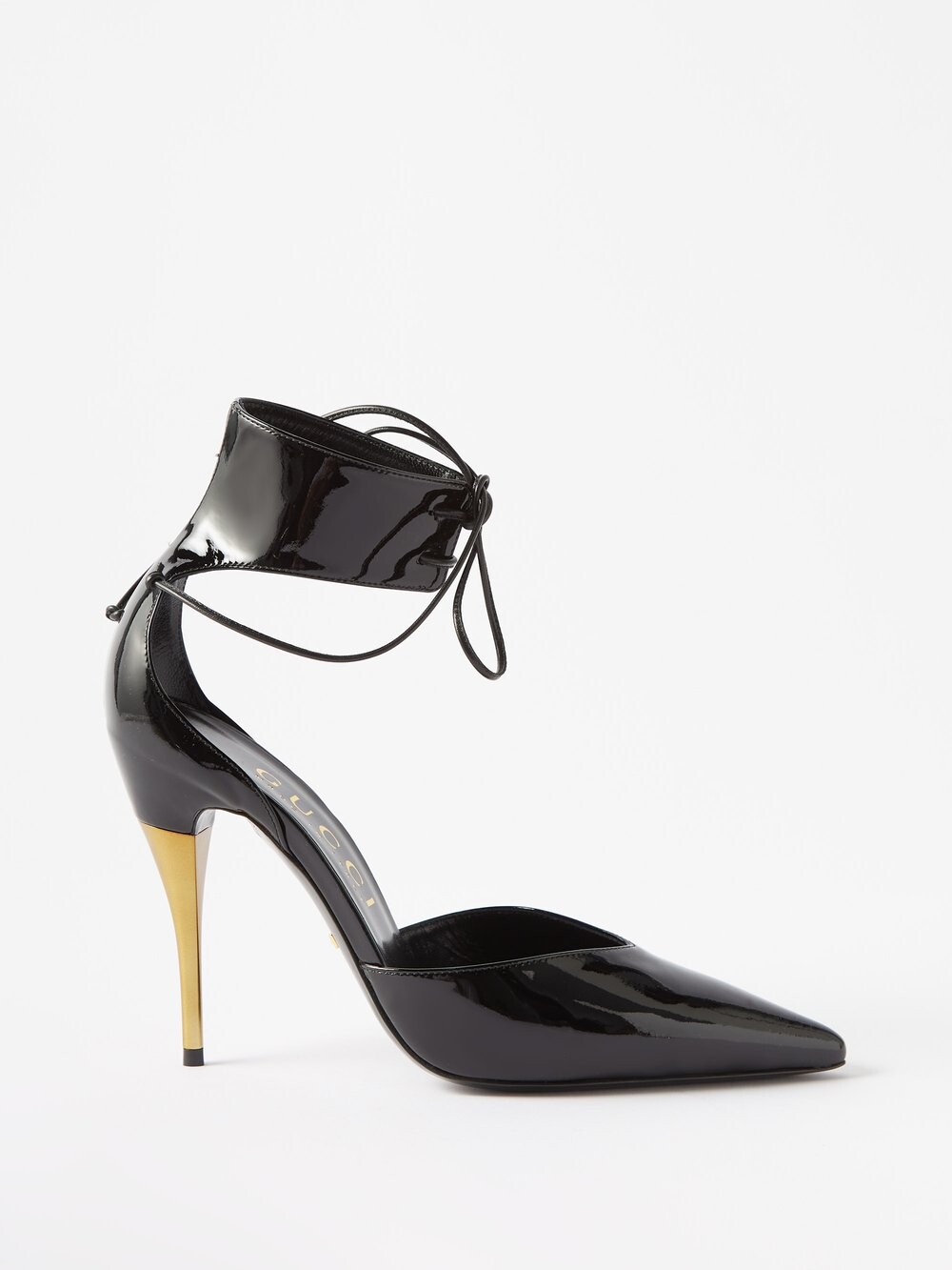 

Босоножки priscilla 105 из лакированной кожи Gucci, черный