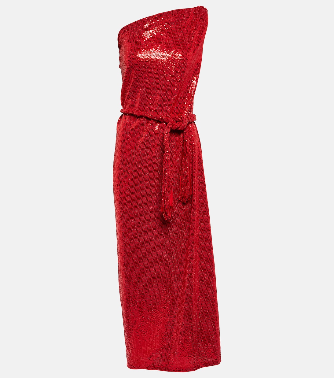 Украшенное платье миди на одно плечо DODO BAR OR, красный