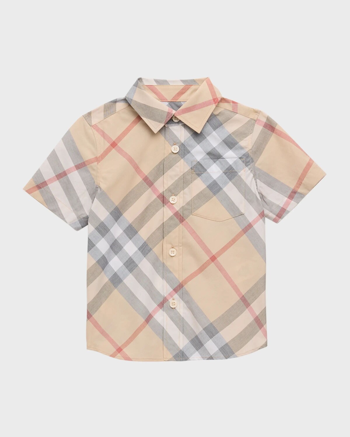 

Рубашка на пуговицах в клетку с принтом Owen для мальчиков Burberry, цвет Pale Stone Check