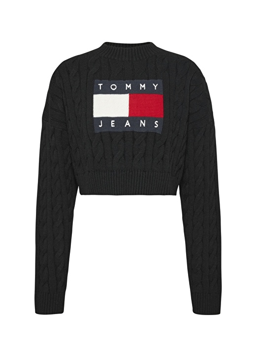 

Женский черный свитер с круглым вырезом Tommy Jeans