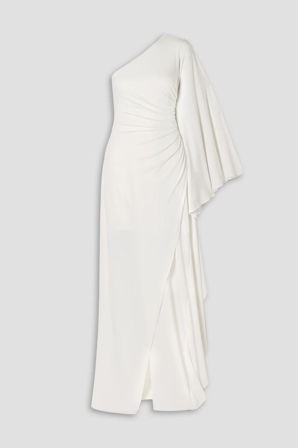 

Платье Ellen из эластичного джерси с одним рукавом и драпировкой Halston, белый
