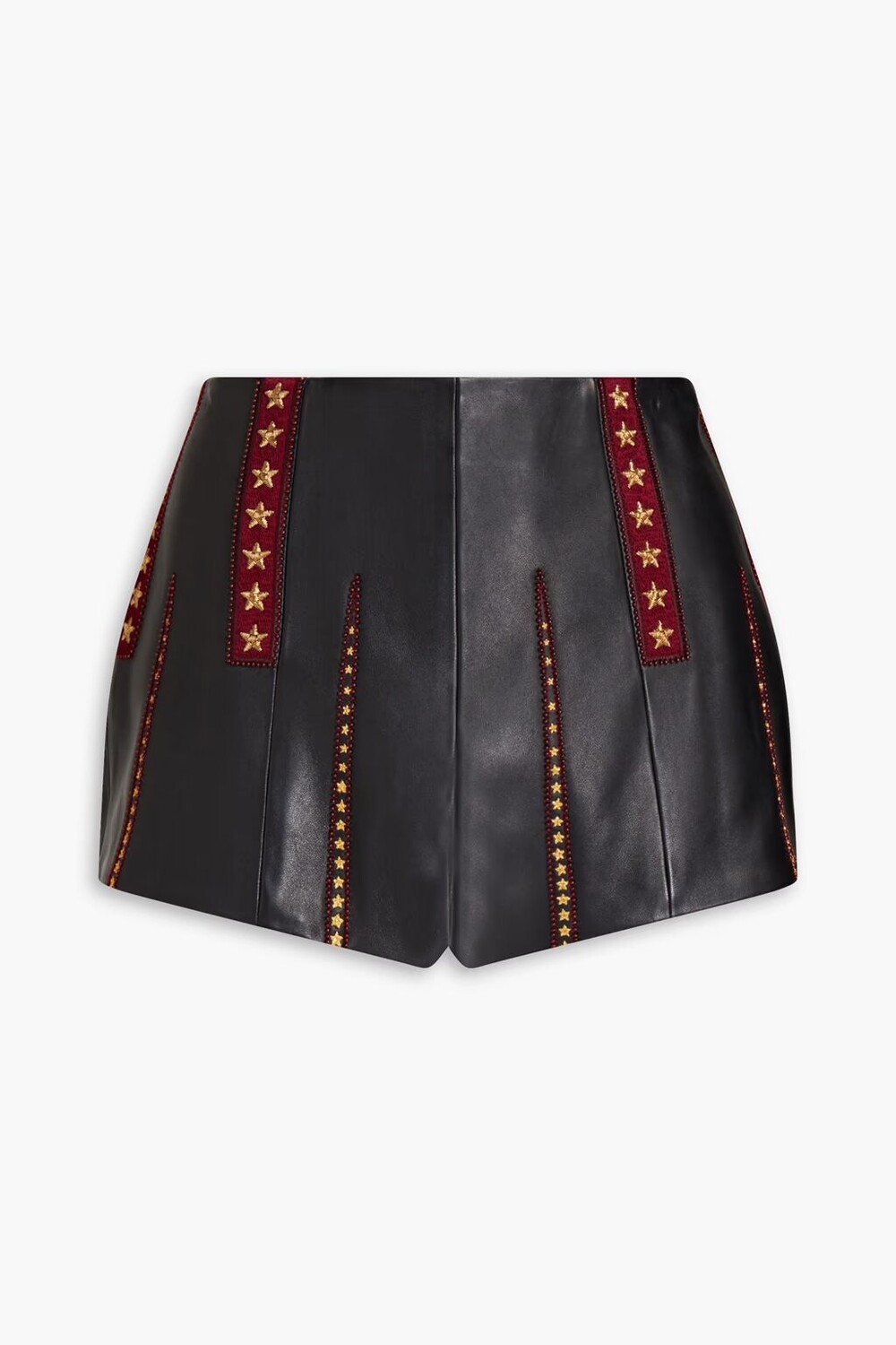 

Украшенные кожаные шорты Saint Laurent, черный