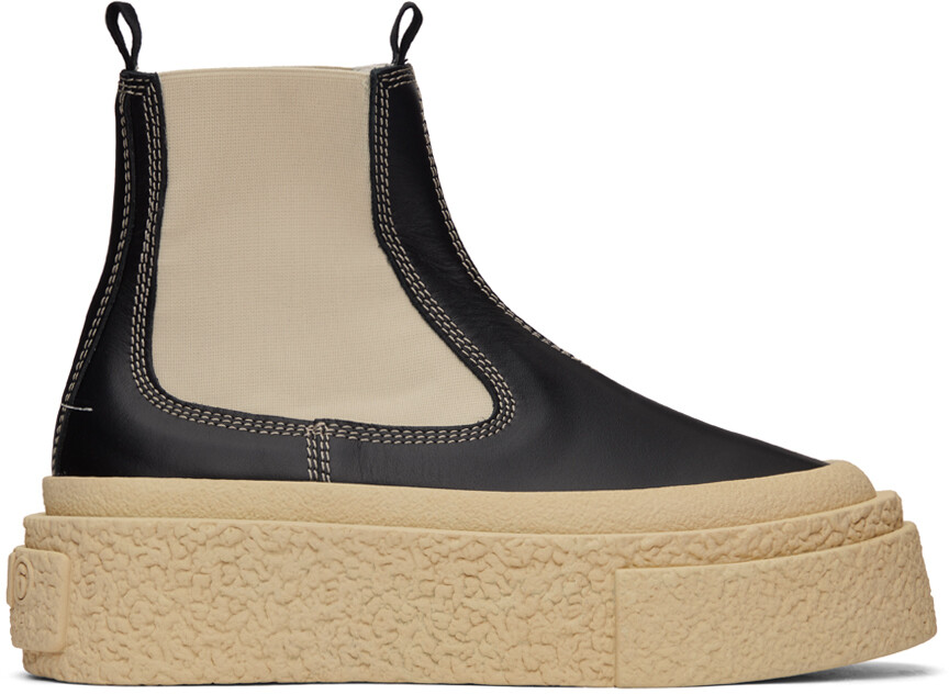 

Черные кожаные ботинки на платформе MM6 Maison Margiela, Черный