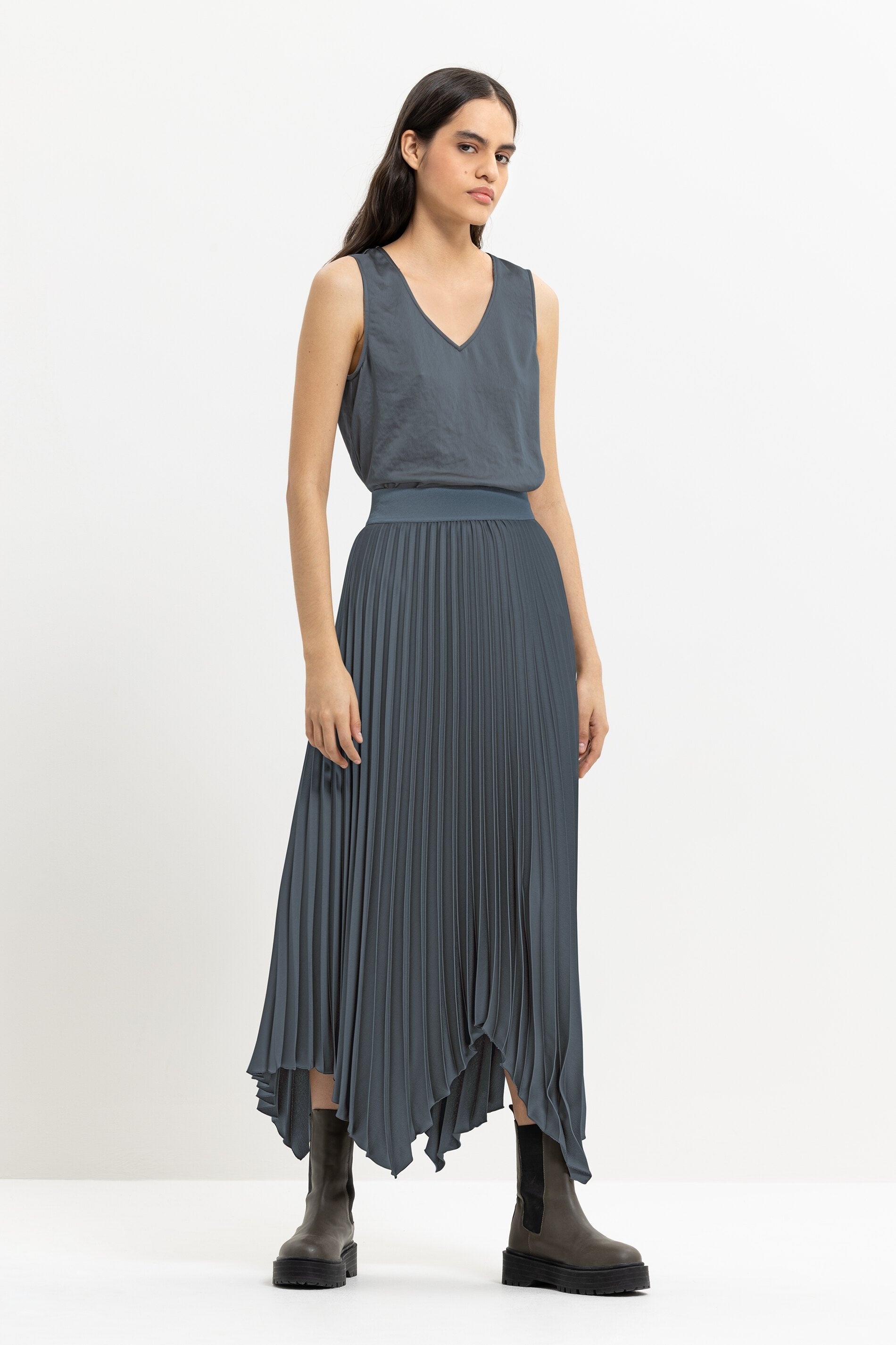Асимметричная юбка со складками LUISA CERANO, цвет bluish grey