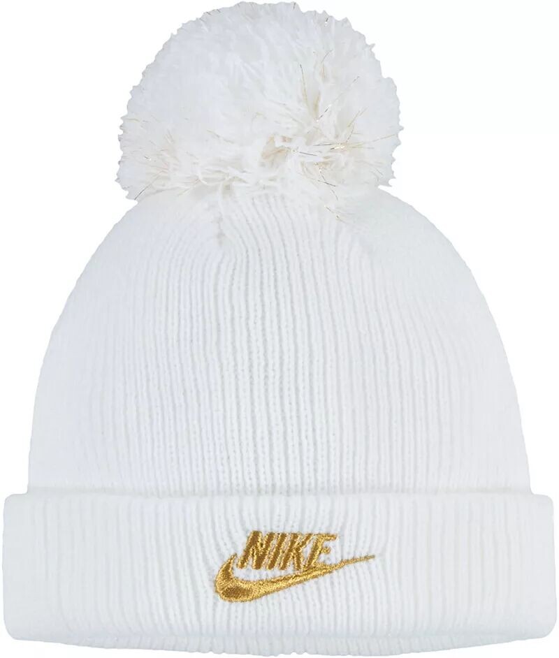 

Шапка-бини Nike Toddler Girls Futura с люрексом и помпонами, белый