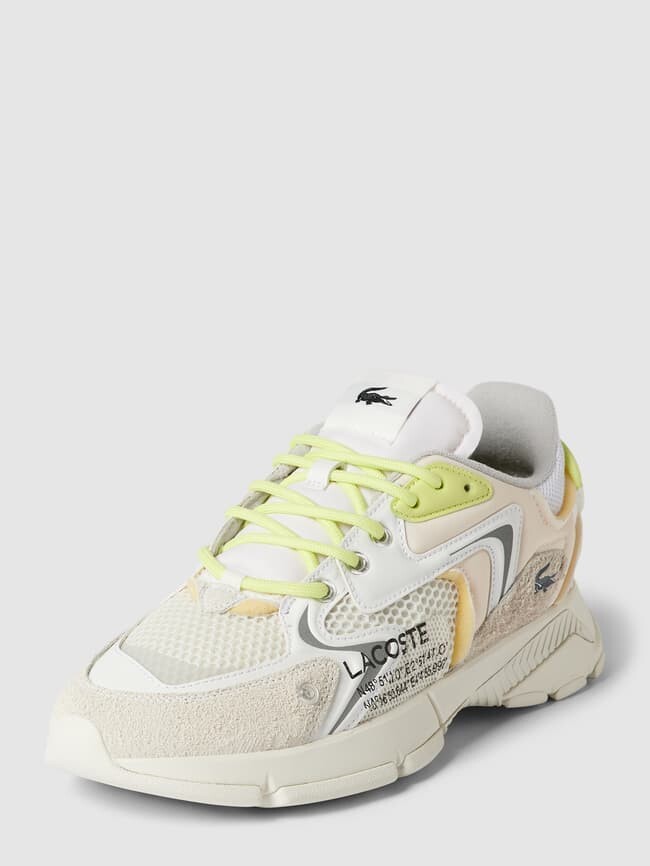 

Кроссовки из смесовой кожи с контрастной отделкой Lacoste, молочный