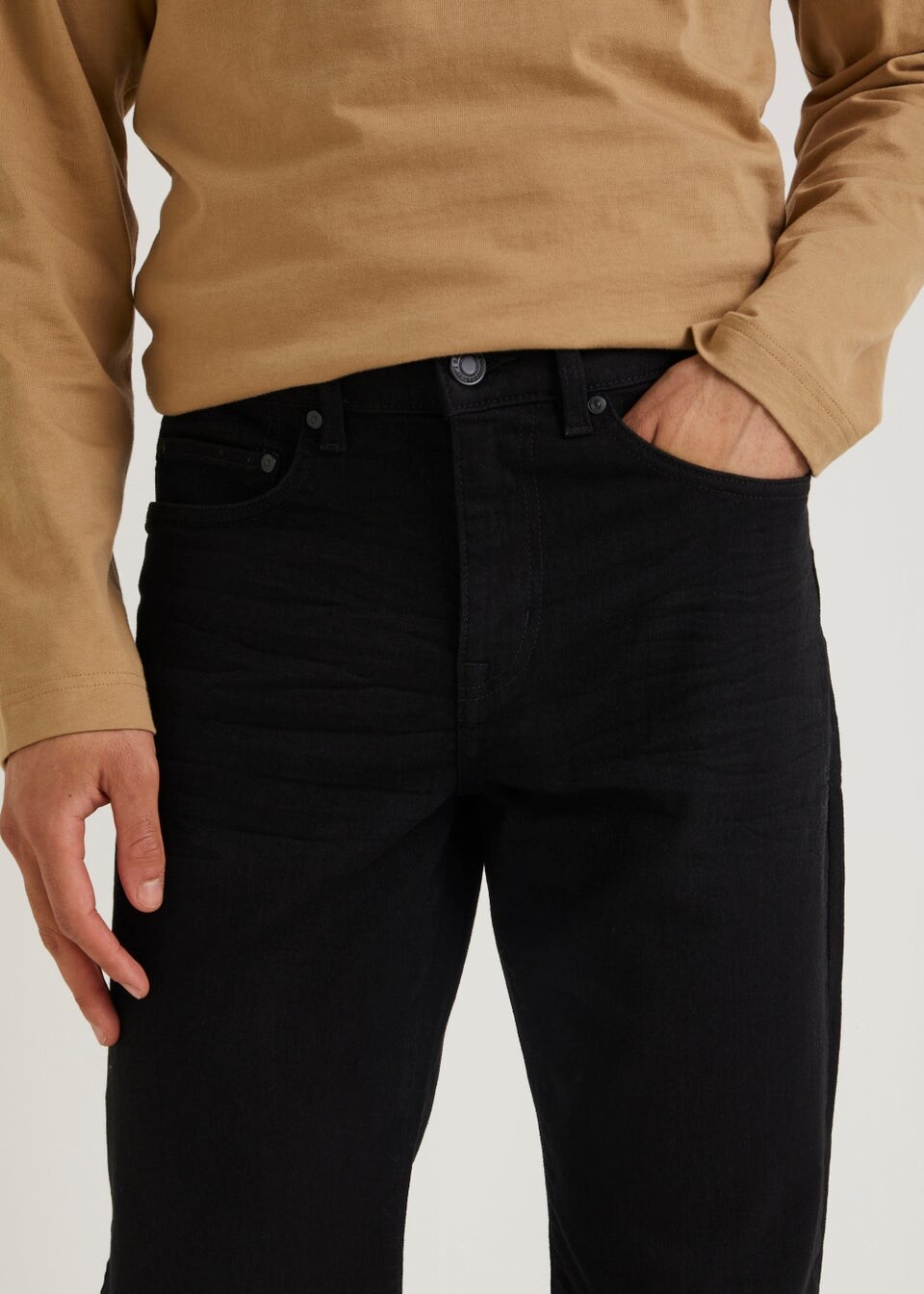 

Черные эластичные джинсы прямого кроя Easy Denim