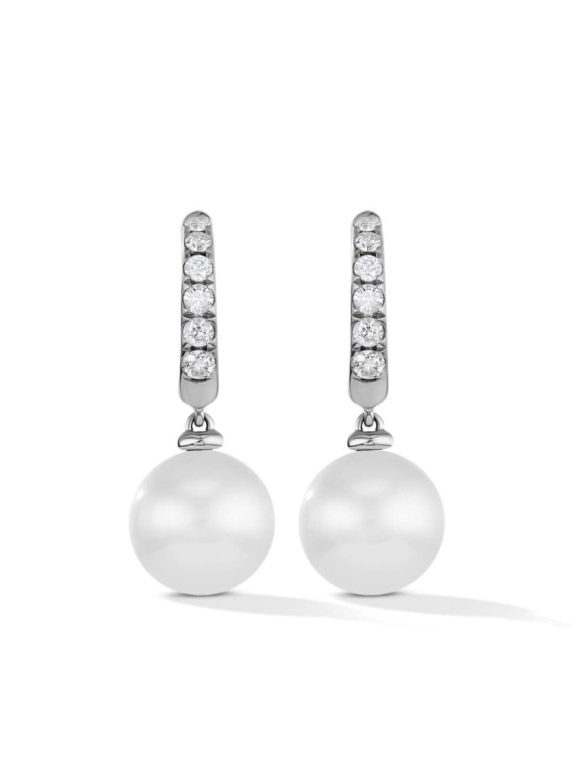 

Серебряные серьги-подвески с жемчугом и бриллиантами David Yurman, серебряный