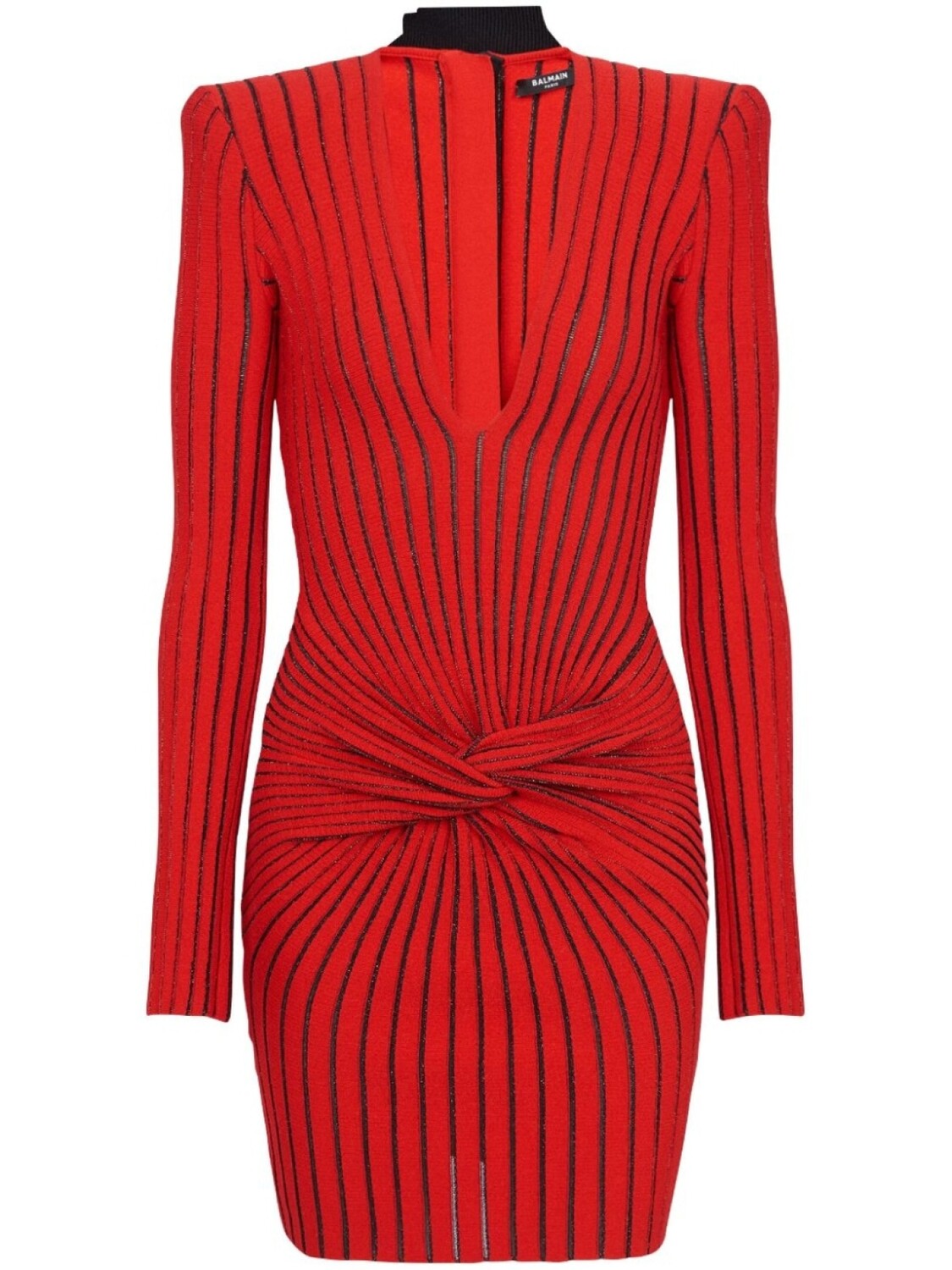 

Balmain платье в рубчик с длинными рукавами, красный