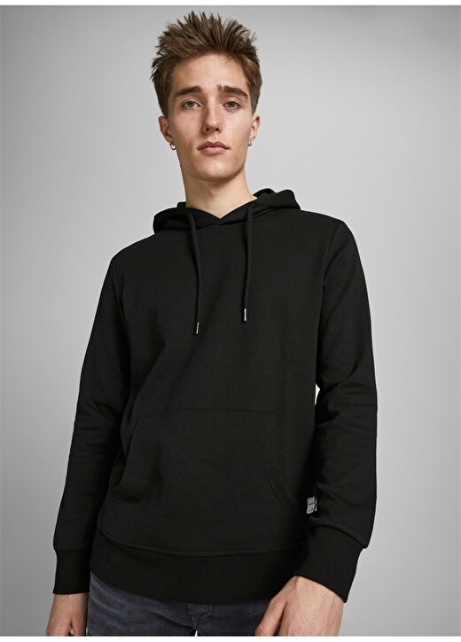 

Черная мужская толстовка с воротником с капюшоном Jack & Jones, Черный