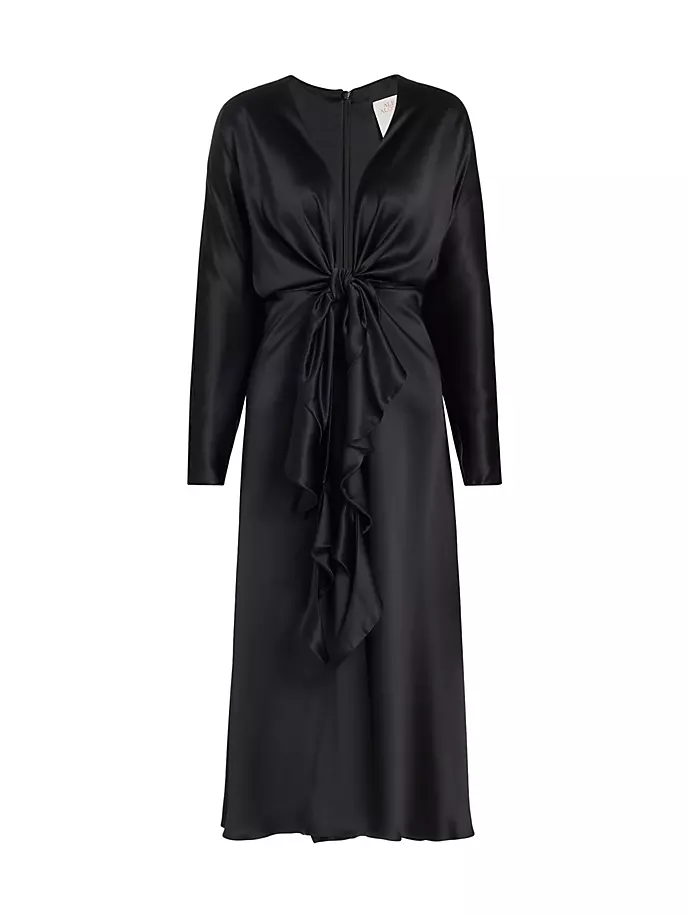 цена Шелковое платье с завязками спереди Alejandra Alonso Rojas, черный