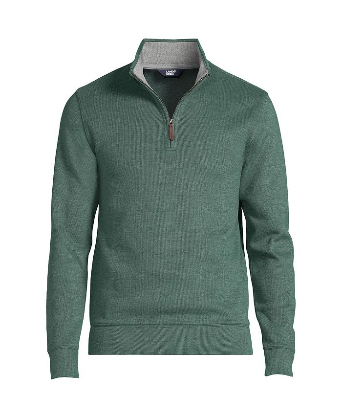 Мужской высокий свитер с молнией в рубчик Bedford на четверть четверти Lands' End, зеленый
