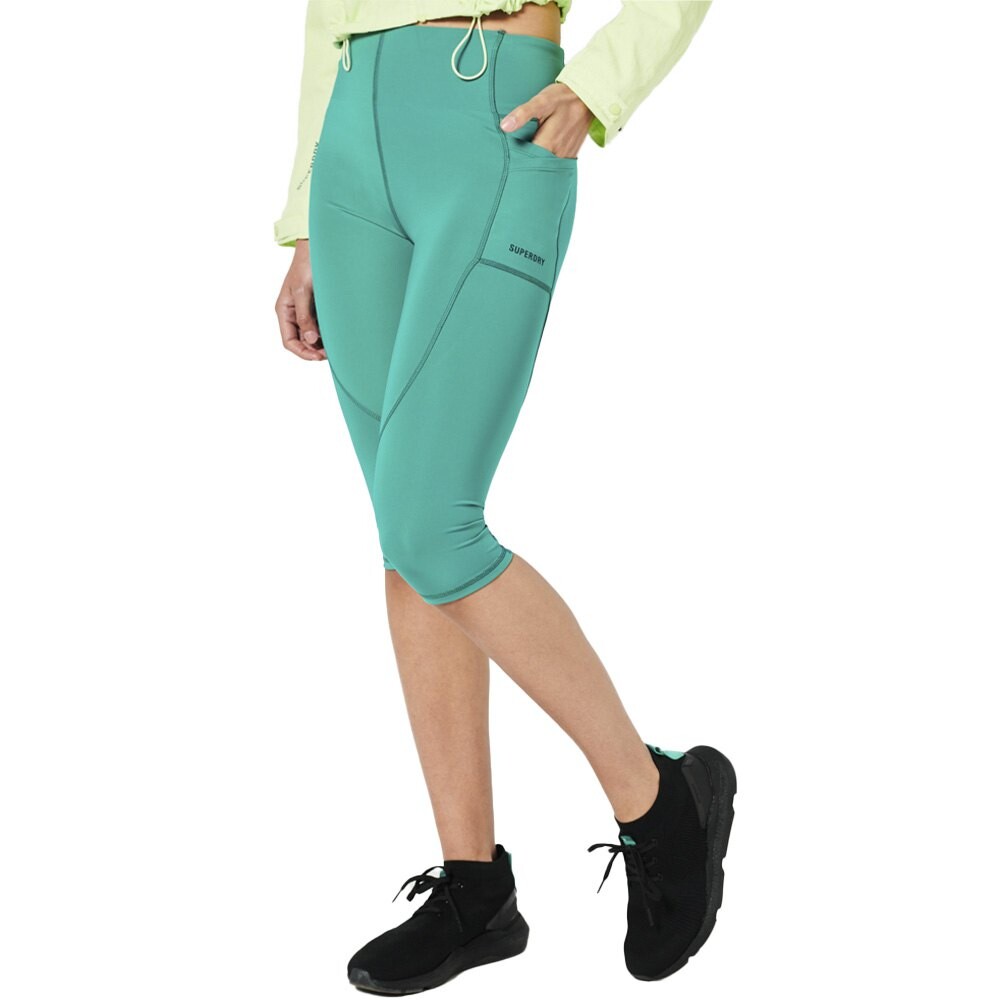 

Тайтсы Superdry Run Cropped 3/4, зеленый