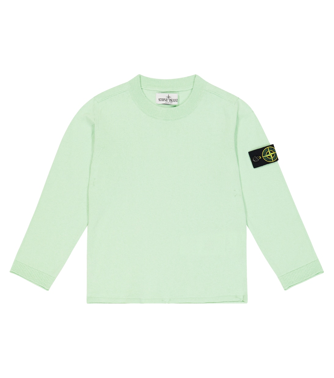 Хлопковый свитер с логотипом Stone Island Junior, зеленый