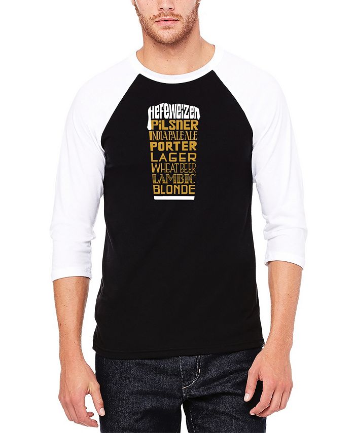 Мужская бейсбольная футболка реглан с рукавом 3/4 в стиле пива Word Art LA Pop Art, цвет Black, White копилка для пробок фонд папиного пива