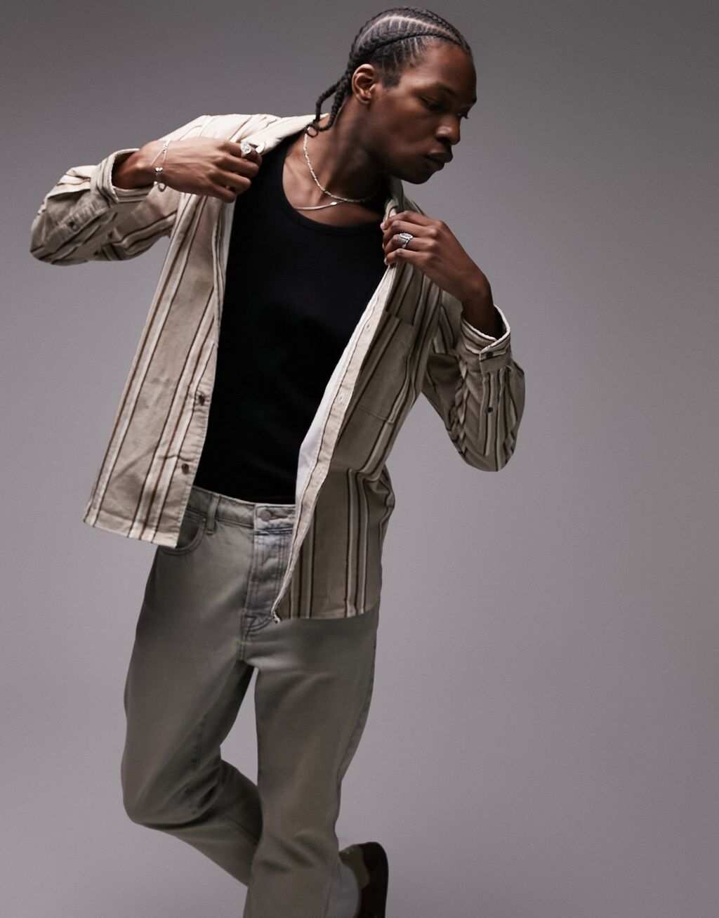 

Рубашка в вельветовую полоску Topman с камнем