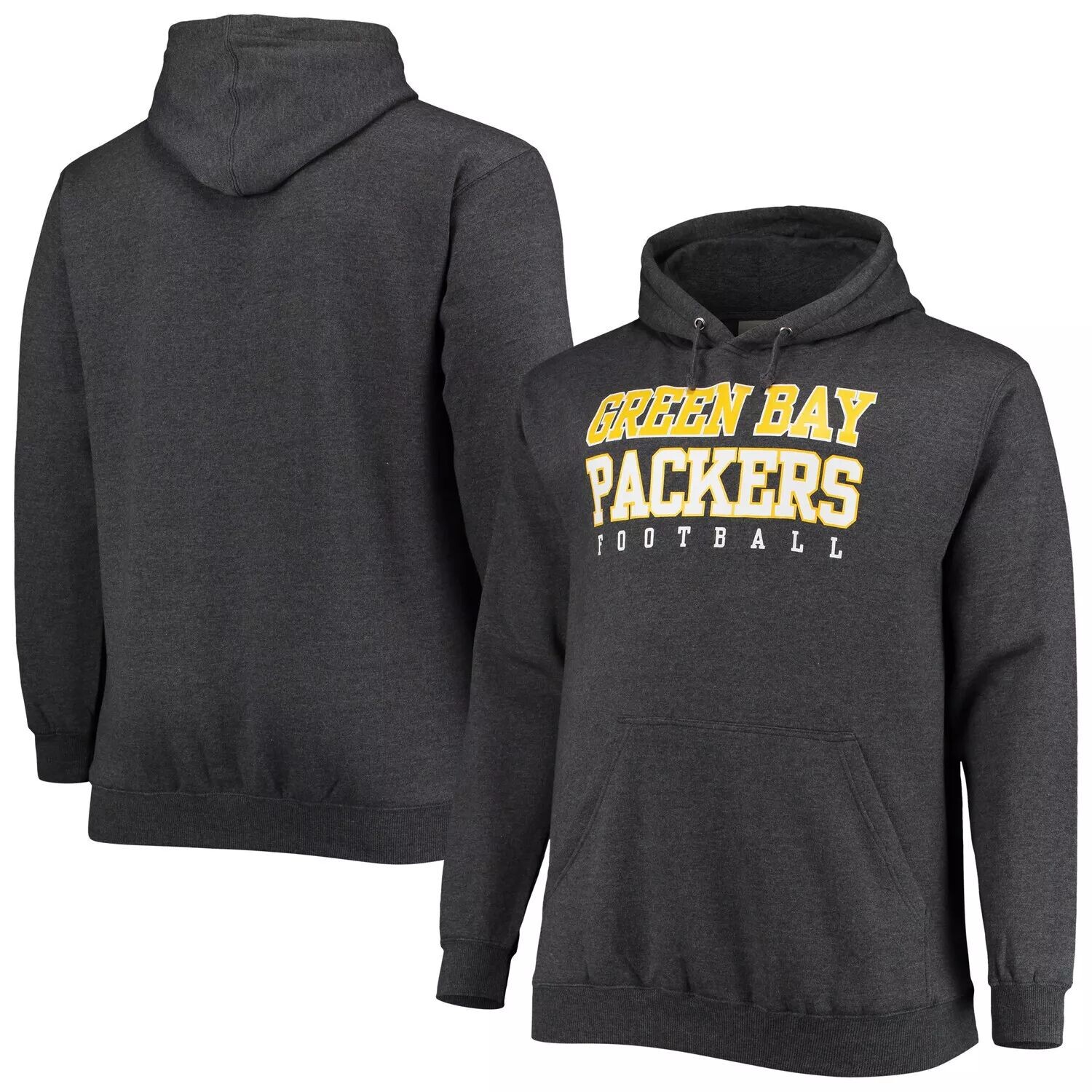 

Мужской фирменный темно-серый пуловер с капюшоном Green Bay Packers Big & Tall Practice Pullover Fanatics