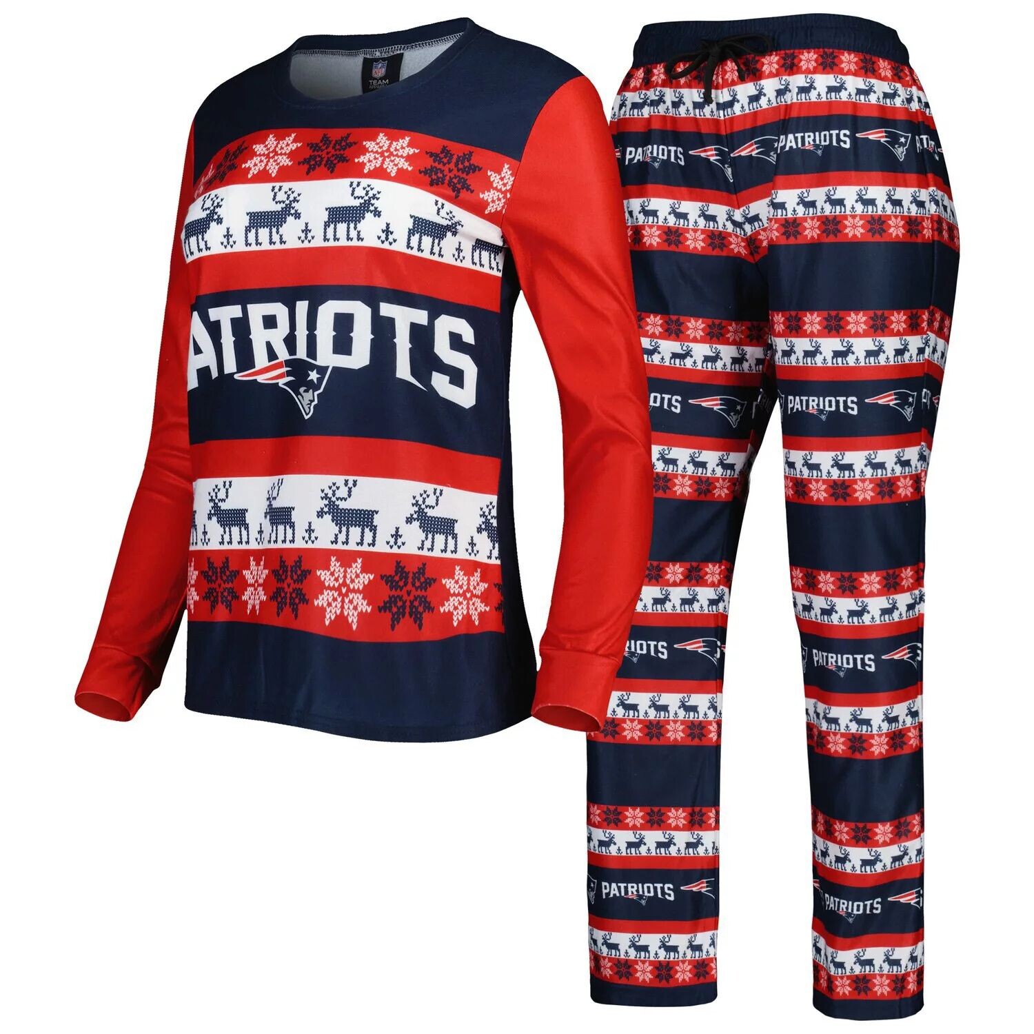 

Женский праздничный уродливый пижамный комплект FOCO Navy New England Patriots