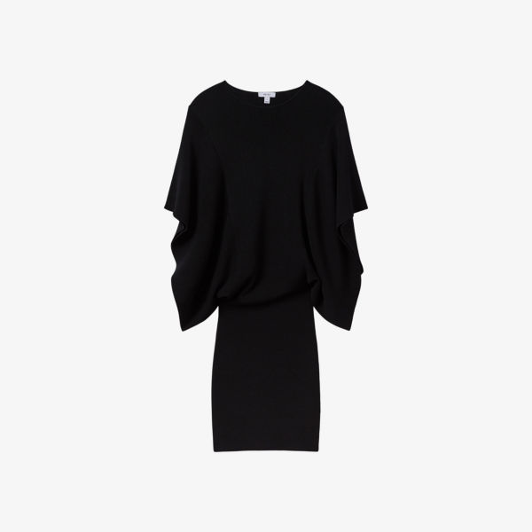 Трикотажное платье мини julia с рукавами-накидкой Reiss, черный