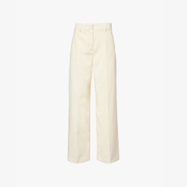 

Широкие шерстяные брюки средней посадки Weekend Max Mara, экрю