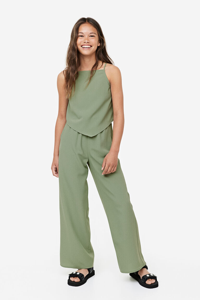 

Комплект из двух предметов: топ и брюки H&M, хаки