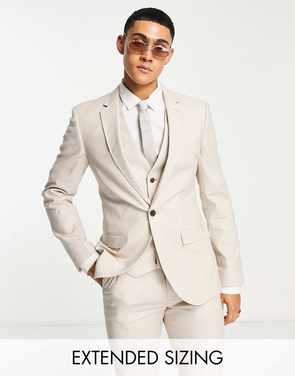 

Супероблегающий льняной пиджак ASOS DESIGN