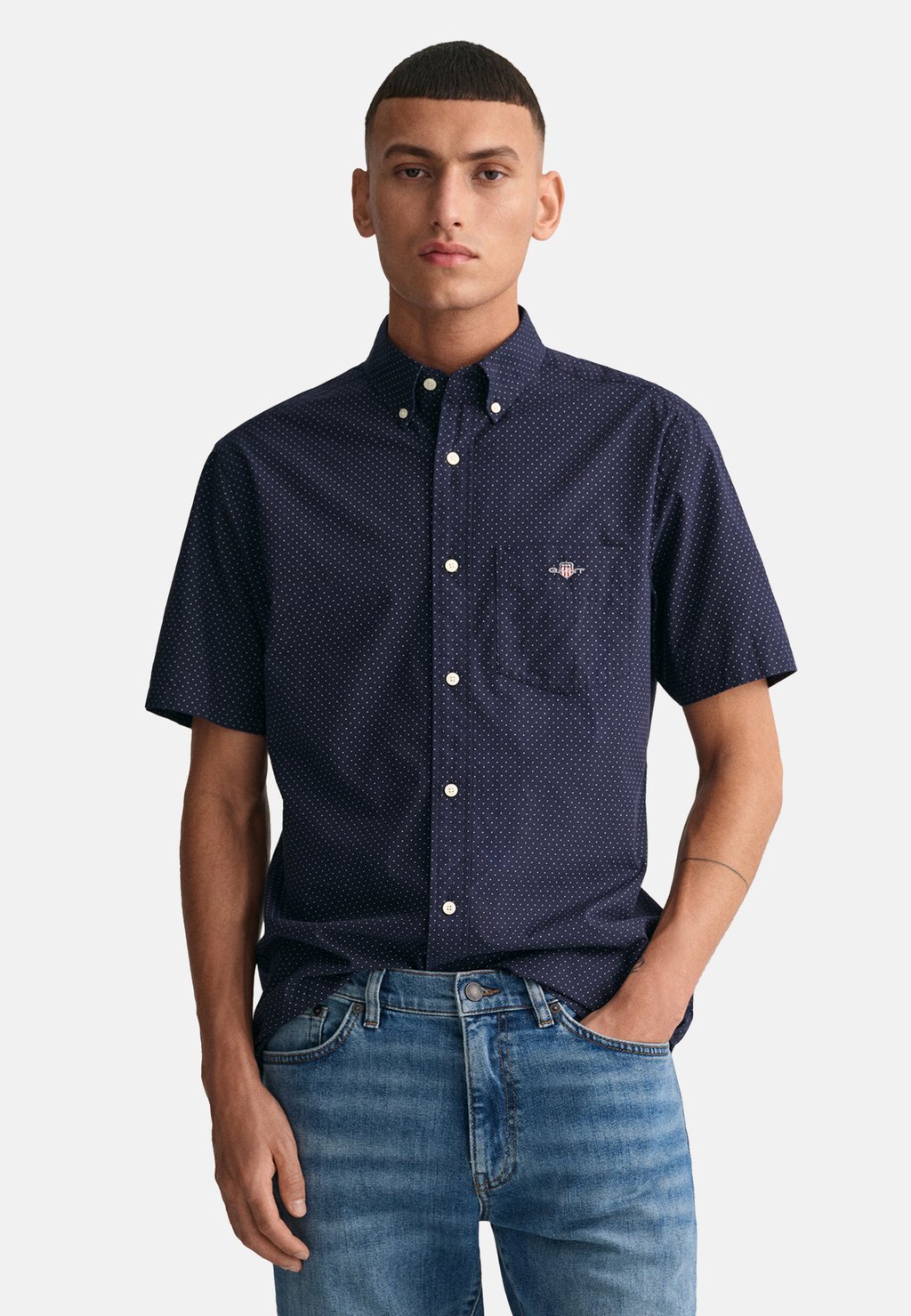 

Рубашка REG MICRO DOT POPLIN SS GANT, вечерний синий