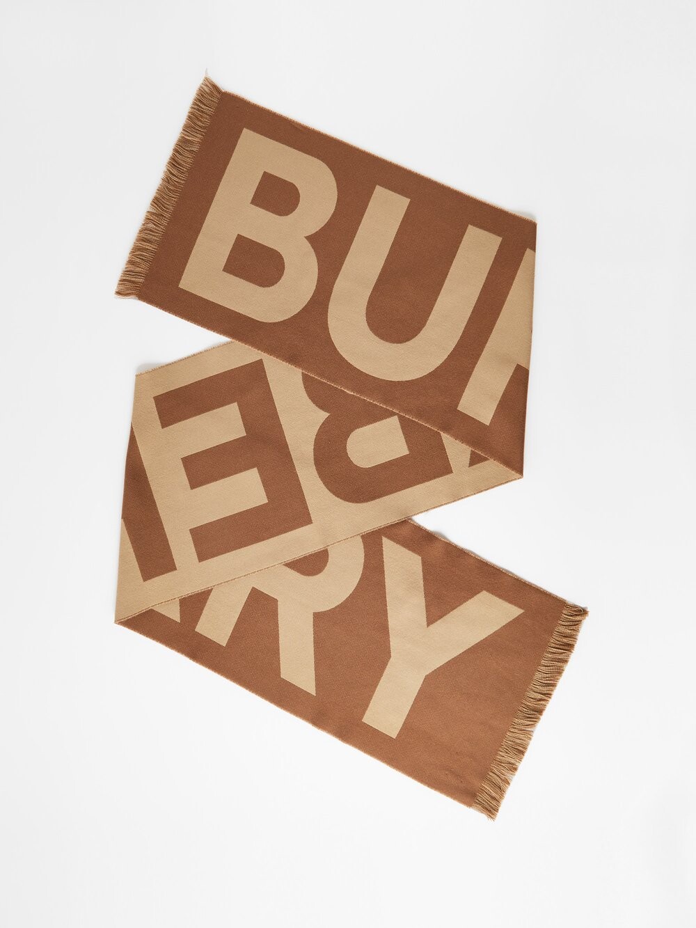 

Жаккардовый шерстяной шарф с логотипом Burberry, бежевый